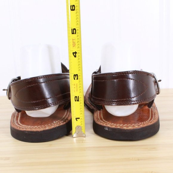 Women's Brown Leather Criss Cross Strappy Square Toe Slingback Sandals Size 9 - Picture 8 of 9